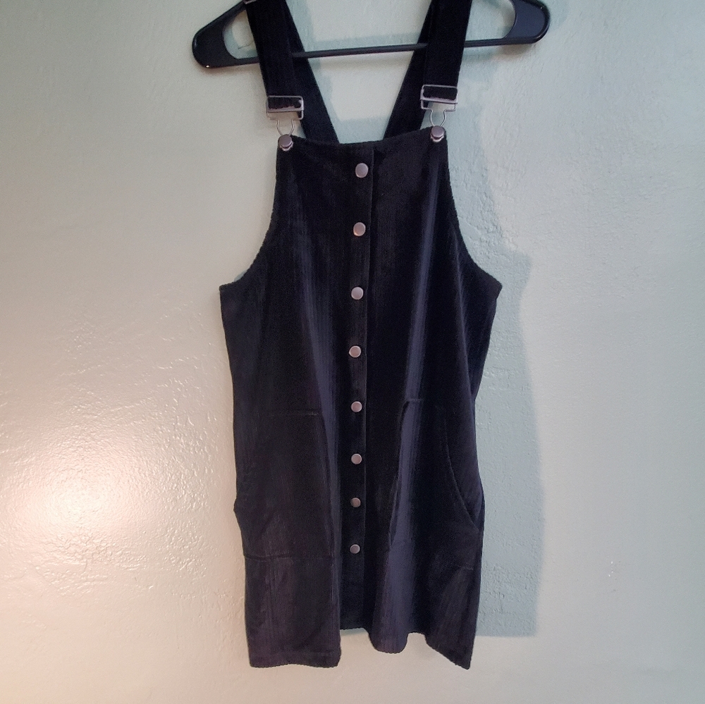 Black Corduroy/Velvet Overall Dress